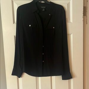 White House Black Market Silk Black Shirt